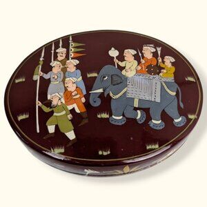 Painted Oval Box with Lid